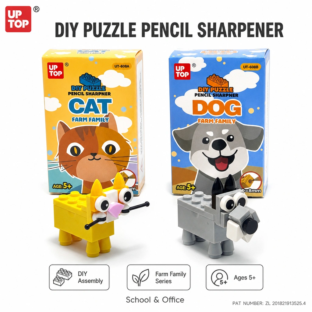 DIY Cat & Dog Animal Building Block Pencil Sharpener