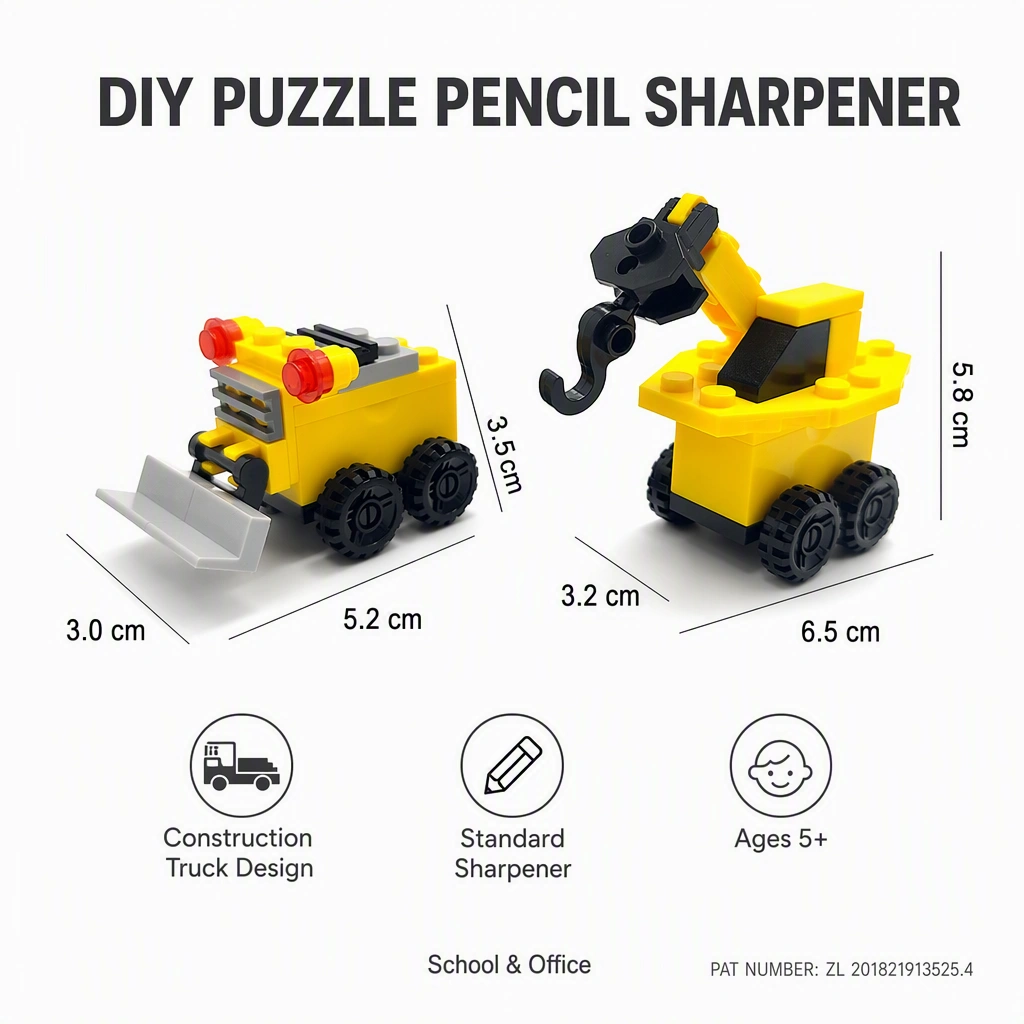 Cartoon Excavator DIY Block Pencil Sharpener UT-609 - Image 2