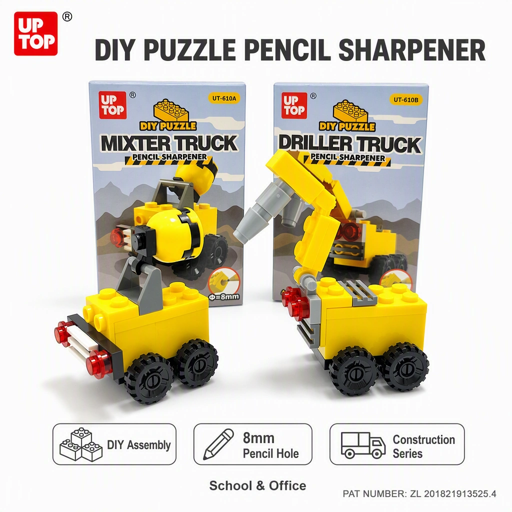 DIY Crane Engineering Vehicle Building Block Pencil Sharpener